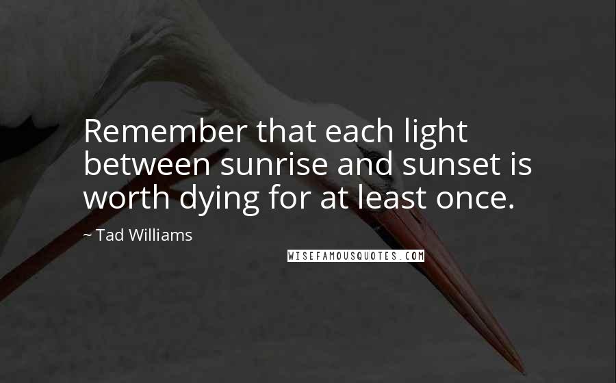 Tad Williams Quotes: Remember that each light between sunrise and sunset is worth dying for at least once.