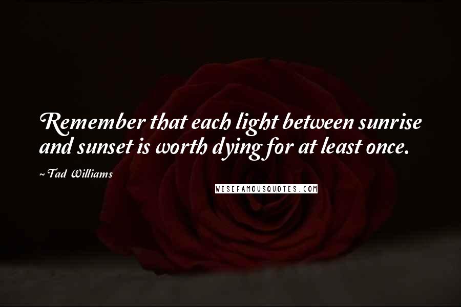 Tad Williams Quotes: Remember that each light between sunrise and sunset is worth dying for at least once.