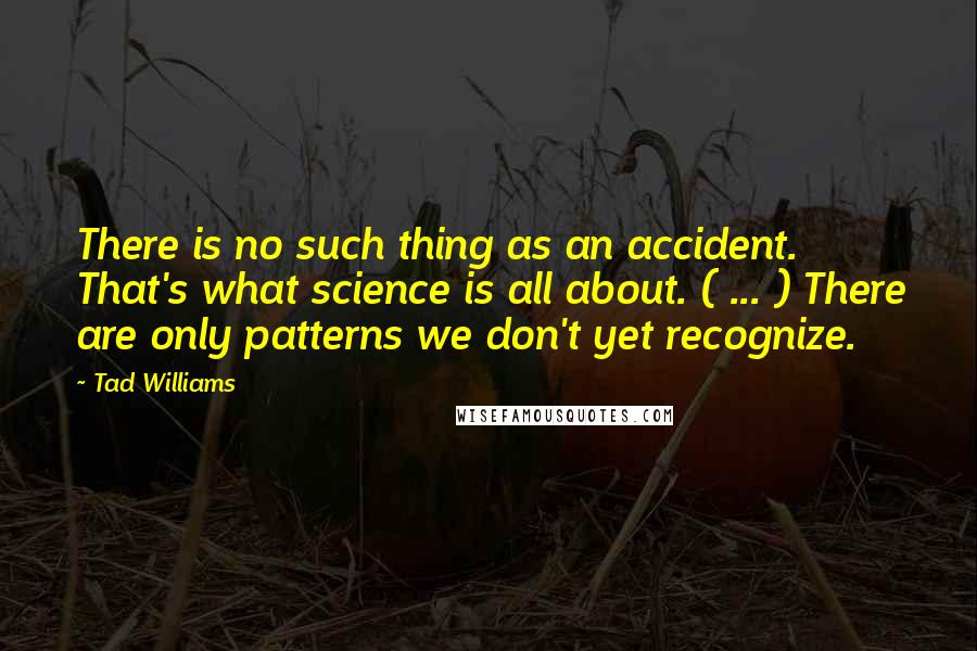 Tad Williams Quotes: There is no such thing as an accident. That's what science is all about. ( ... ) There are only patterns we don't yet recognize.