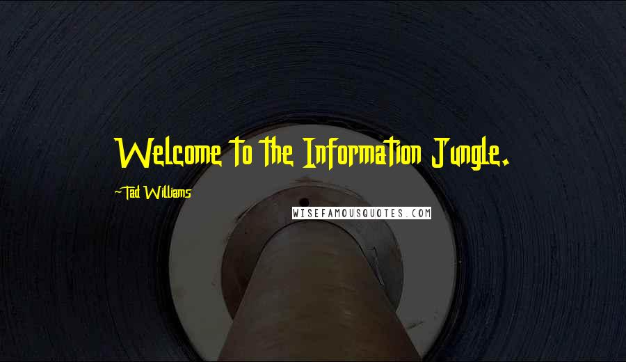 Tad Williams Quotes: Welcome to the Information Jungle.