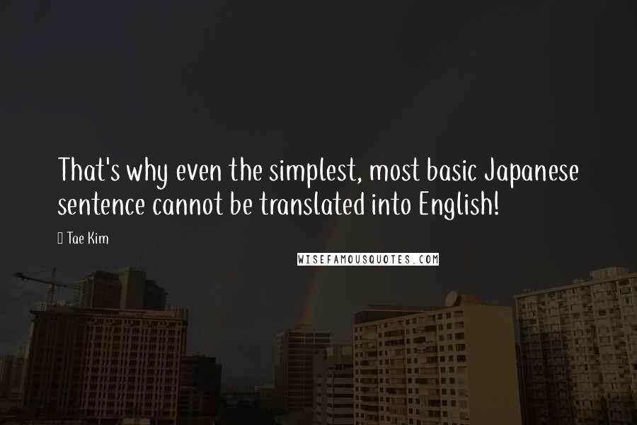 Tae Kim Quotes: That's why even the simplest, most basic Japanese sentence cannot be translated into English!