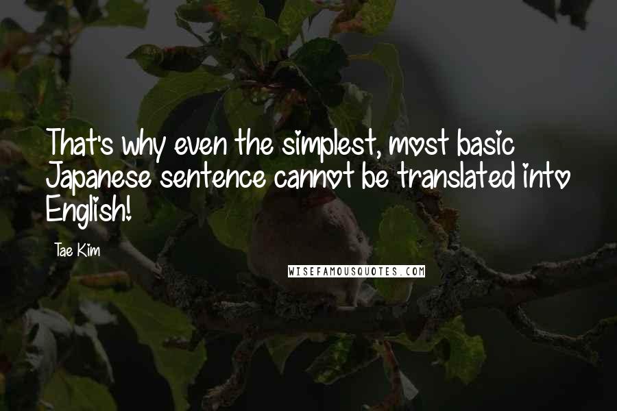 Tae Kim Quotes: That's why even the simplest, most basic Japanese sentence cannot be translated into English!