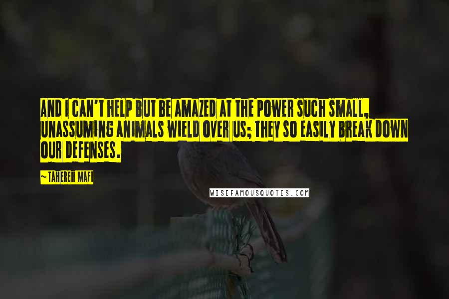 Tahereh Mafi Quotes: And I can't help but be amazed at the power such small, unassuming animals wield over us; they so easily break down our defenses.