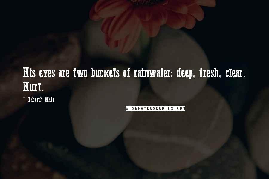 Tahereh Mafi Quotes: His eyes are two buckets of rainwater: deep, fresh, clear. Hurt.