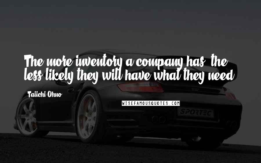 Taiichi Ohno Quotes: The more inventory a company has, the less likely they will have what they need.