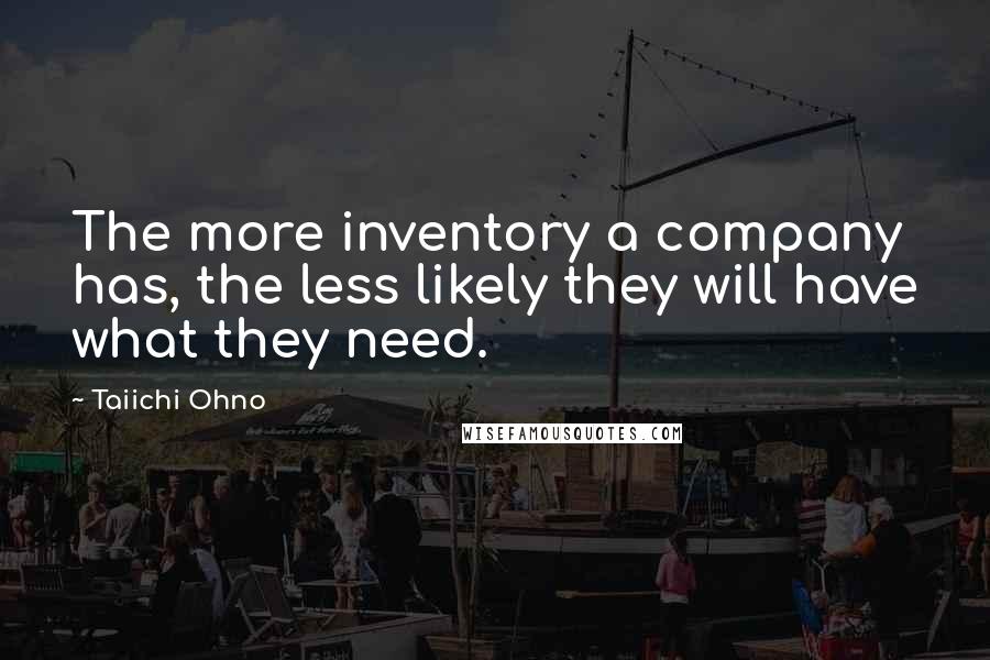 Taiichi Ohno Quotes: The more inventory a company has, the less likely they will have what they need.