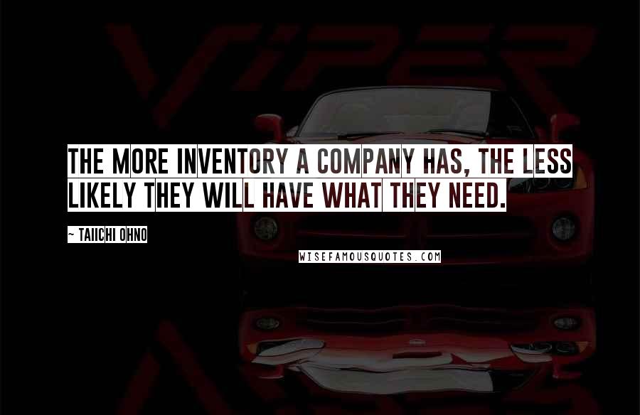Taiichi Ohno Quotes: The more inventory a company has, the less likely they will have what they need.