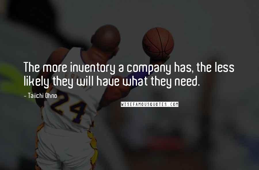 Taiichi Ohno Quotes: The more inventory a company has, the less likely they will have what they need.