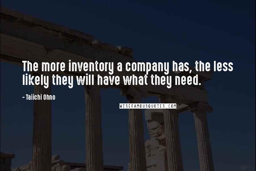 Taiichi Ohno Quotes: The more inventory a company has, the less likely they will have what they need.