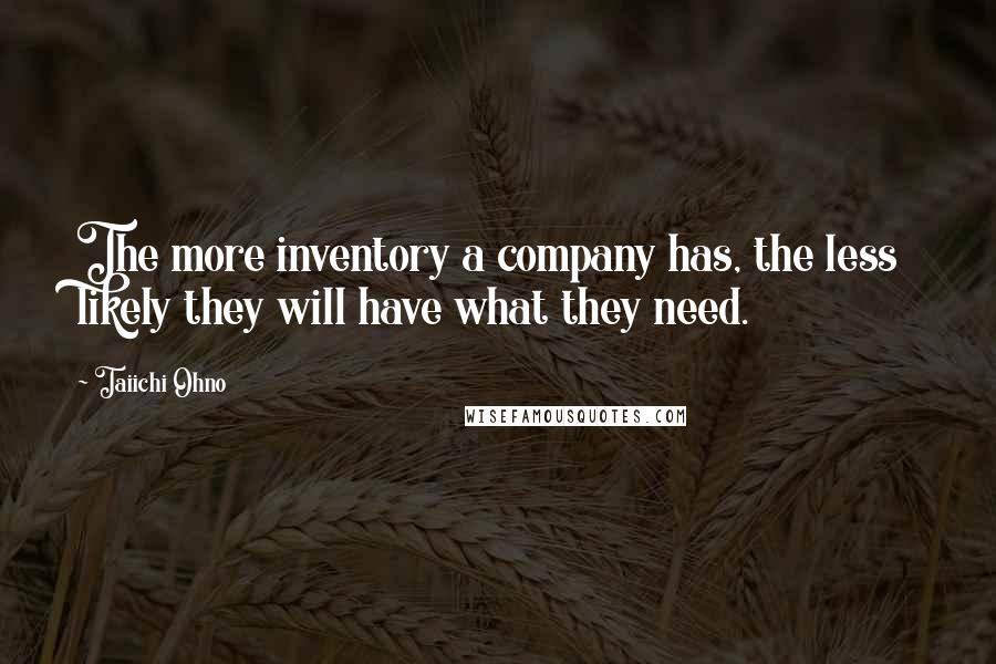 Taiichi Ohno Quotes: The more inventory a company has, the less likely they will have what they need.