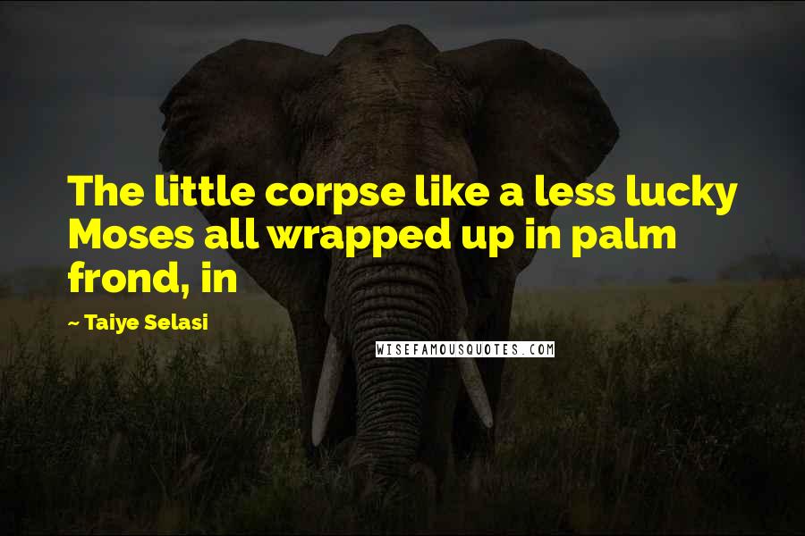 Taiye Selasi Quotes: The little corpse like a less lucky Moses all wrapped up in palm frond, in