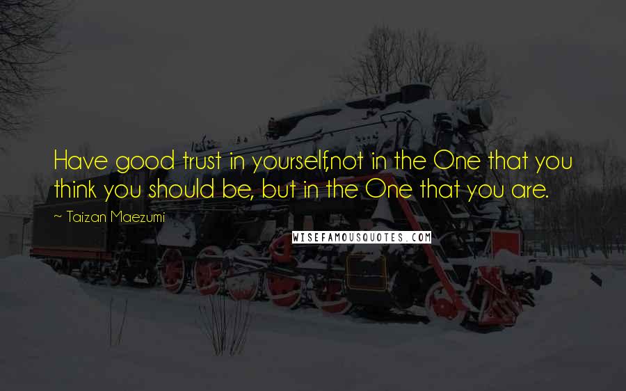 Taizan Maezumi Quotes: Have good trust in yourself,not in the One that you think you should be, but in the One that you are.