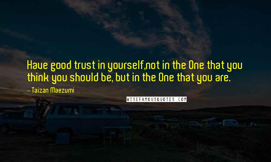 Taizan Maezumi Quotes: Have good trust in yourself,not in the One that you think you should be, but in the One that you are.
