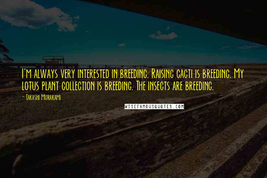 Takashi Murakami Quotes: I'm always very interested in breeding. Raising cacti is breeding. My lotus plant collection is breeding. The insects are breeding.
