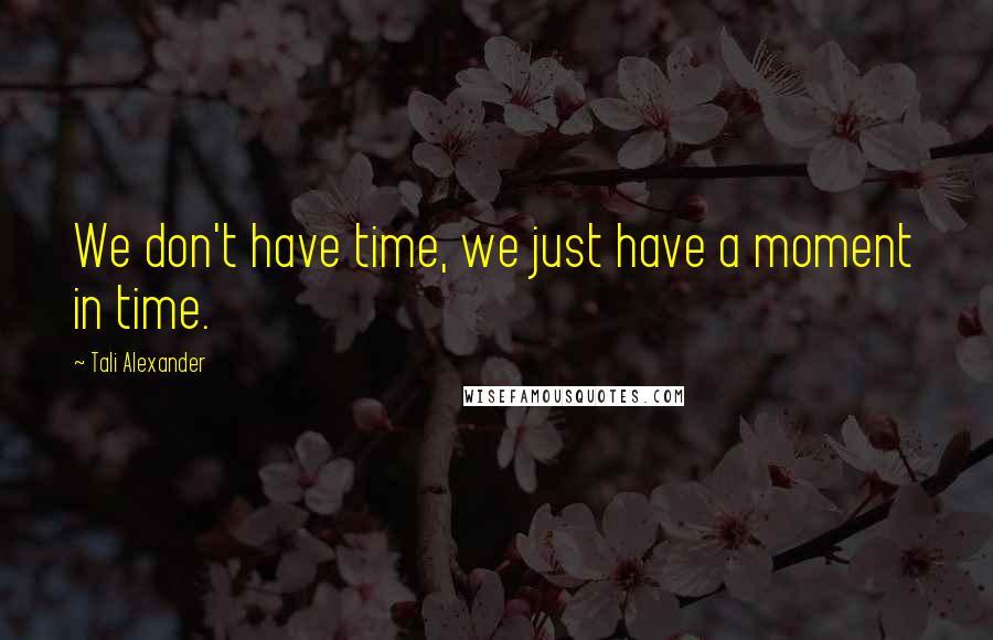 Tali Alexander Quotes: We don't have time, we just have a moment in time.