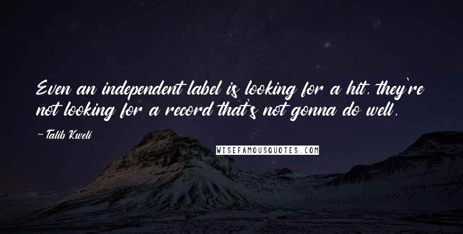 Talib Kweli Quotes: Even an independent label is looking for a hit, they're not looking for a record that's not gonna do well.