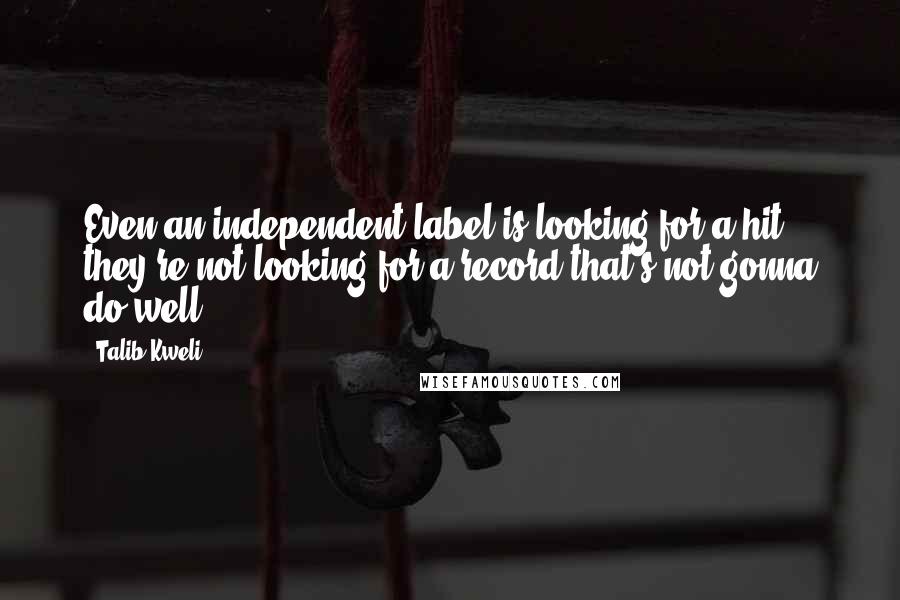 Talib Kweli Quotes: Even an independent label is looking for a hit, they're not looking for a record that's not gonna do well.