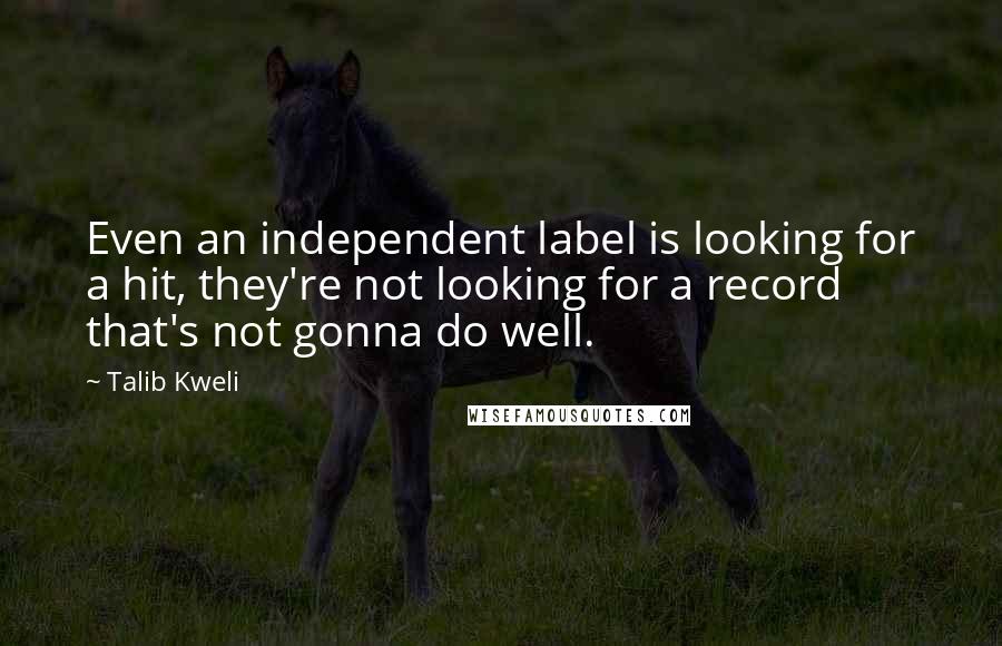 Talib Kweli Quotes: Even an independent label is looking for a hit, they're not looking for a record that's not gonna do well.