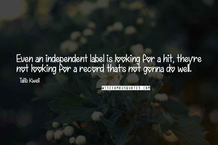 Talib Kweli Quotes: Even an independent label is looking for a hit, they're not looking for a record that's not gonna do well.