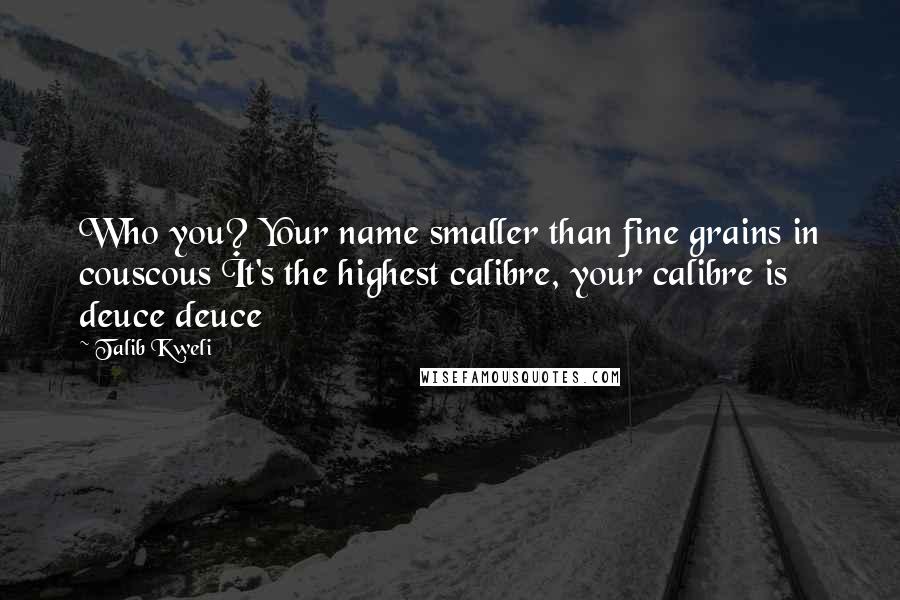 Talib Kweli Quotes: Who you? Your name smaller than fine grains in couscous It's the highest calibre, your calibre is deuce deuce