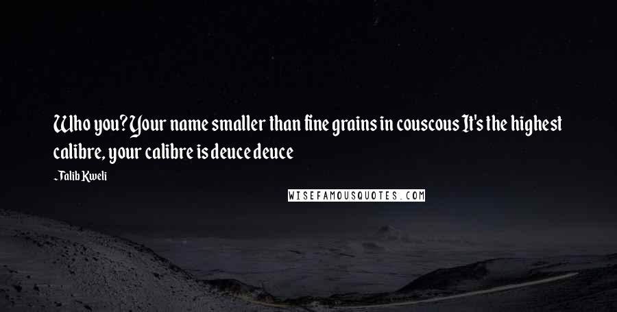 Talib Kweli Quotes: Who you? Your name smaller than fine grains in couscous It's the highest calibre, your calibre is deuce deuce