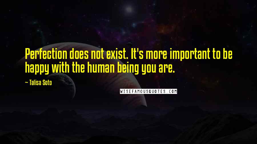 Talisa Soto Quotes: Perfection does not exist. It's more important to be happy with the human being you are.