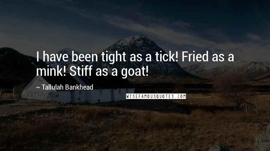 Tallulah Bankhead Quotes: I have been tight as a tick! Fried as a mink! Stiff as a goat!