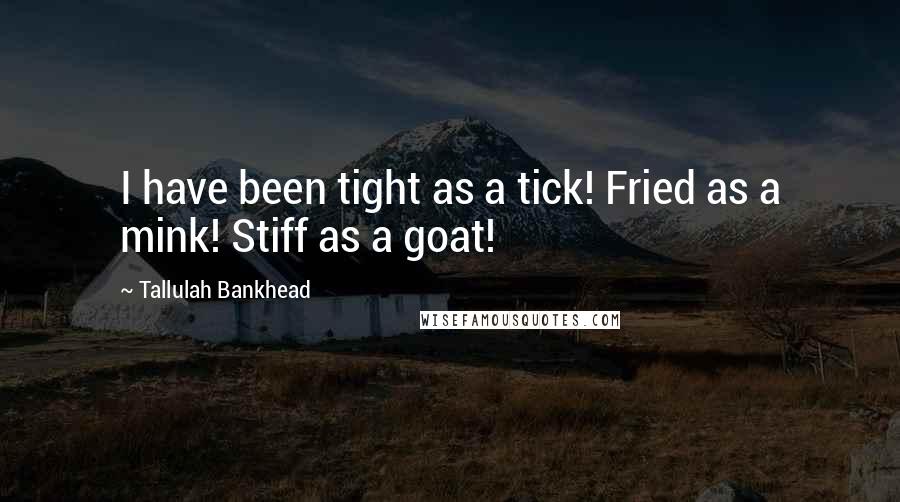 Tallulah Bankhead Quotes: I have been tight as a tick! Fried as a mink! Stiff as a goat!