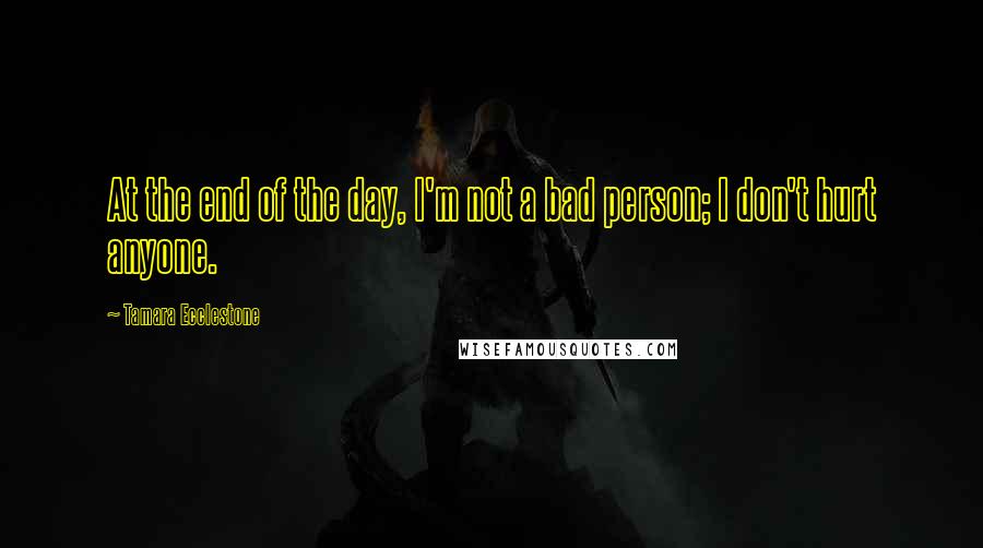 Tamara Ecclestone Quotes: At the end of the day, I'm not a bad person; I don't hurt anyone.