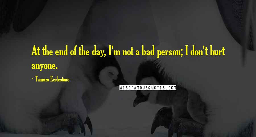 Tamara Ecclestone Quotes: At the end of the day, I'm not a bad person; I don't hurt anyone.