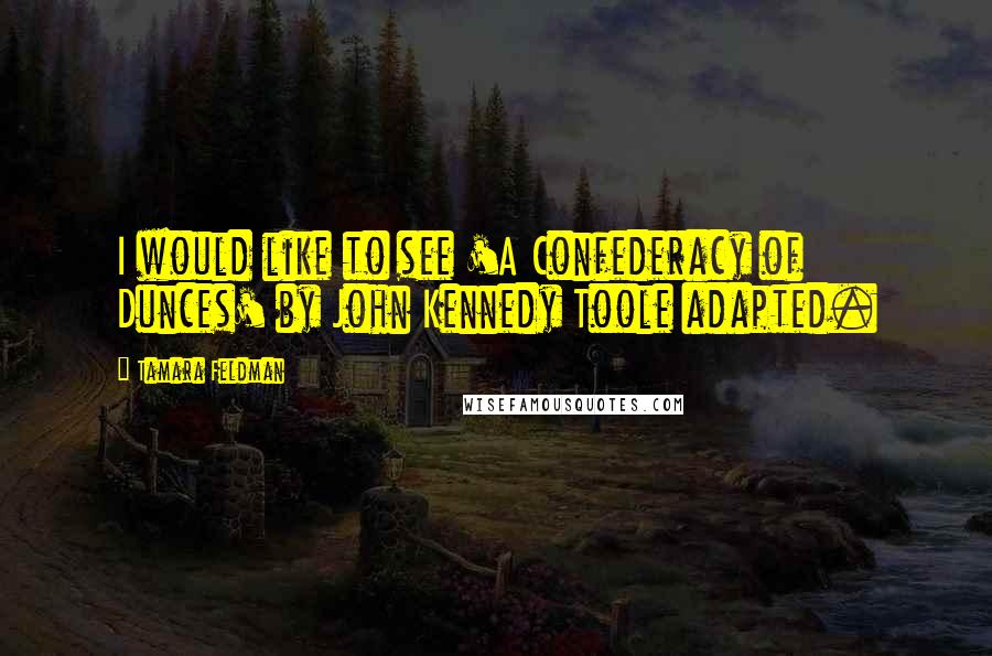 Tamara Feldman Quotes: I would like to see 'A Confederacy of Dunces' by John Kennedy Toole adapted.