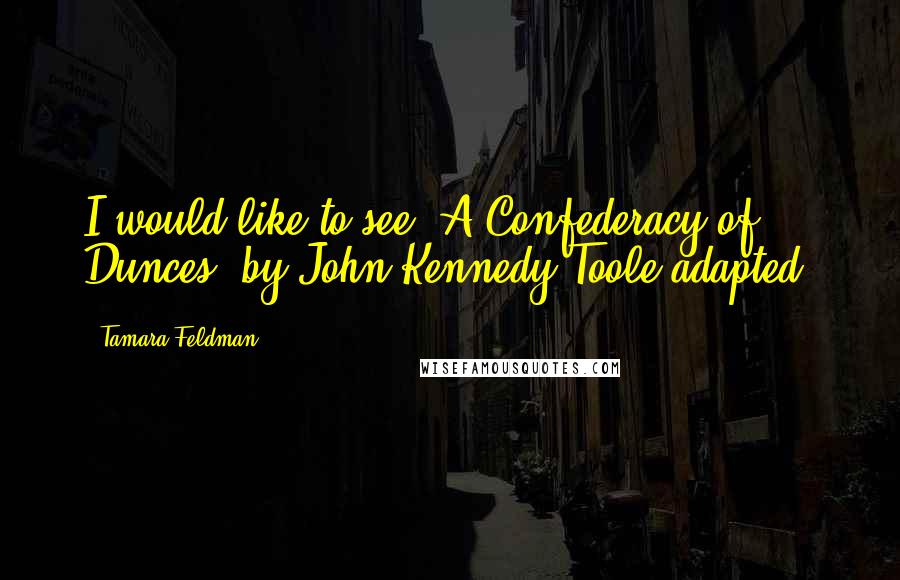 Tamara Feldman Quotes: I would like to see 'A Confederacy of Dunces' by John Kennedy Toole adapted.