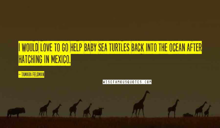 Tamara Feldman Quotes: I would love to go help baby sea turtles back into the ocean after hatching in Mexico.