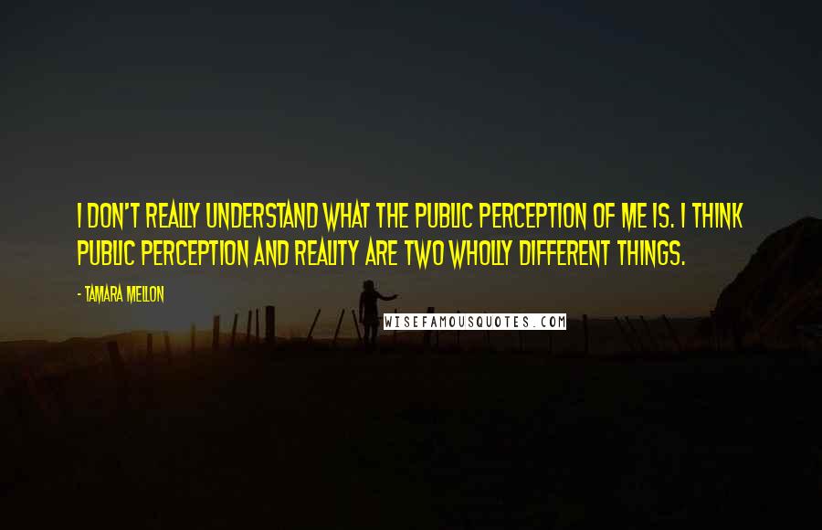 Tamara Mellon Quotes: I don't really understand what the public perception of me is. I think public perception and reality are two wholly different things.