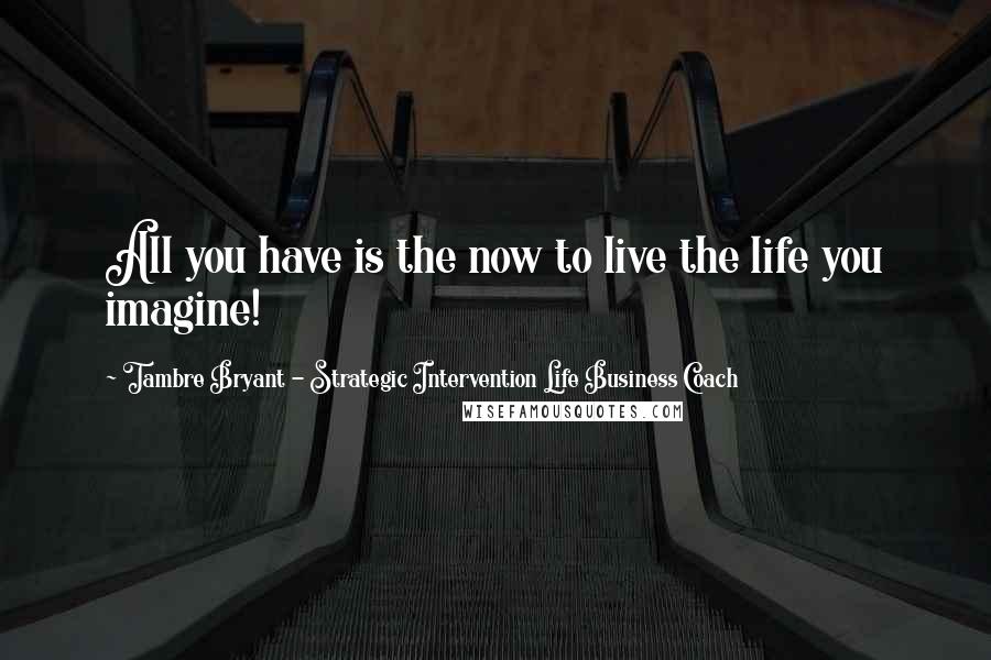 Tambre Bryant - Strategic Intervention Life Business Coach Quotes: All you have is the now to live the life you imagine!