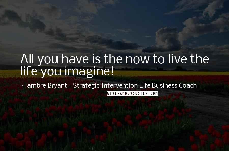 Tambre Bryant - Strategic Intervention Life Business Coach Quotes: All you have is the now to live the life you imagine!