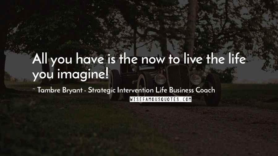 Tambre Bryant - Strategic Intervention Life Business Coach Quotes: All you have is the now to live the life you imagine!