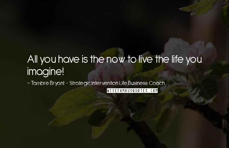 Tambre Bryant - Strategic Intervention Life Business Coach Quotes: All you have is the now to live the life you imagine!