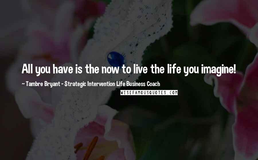 Tambre Bryant - Strategic Intervention Life Business Coach Quotes: All you have is the now to live the life you imagine!