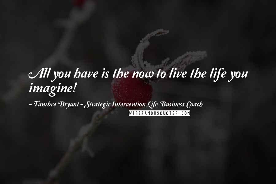 Tambre Bryant - Strategic Intervention Life Business Coach Quotes: All you have is the now to live the life you imagine!