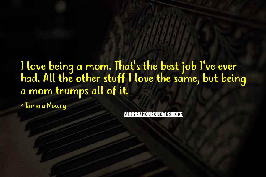 Tamera Mowry Quotes: I love being a mom. That's the best job I've ever had. All the other stuff I love the same, but being a mom trumps all of it.