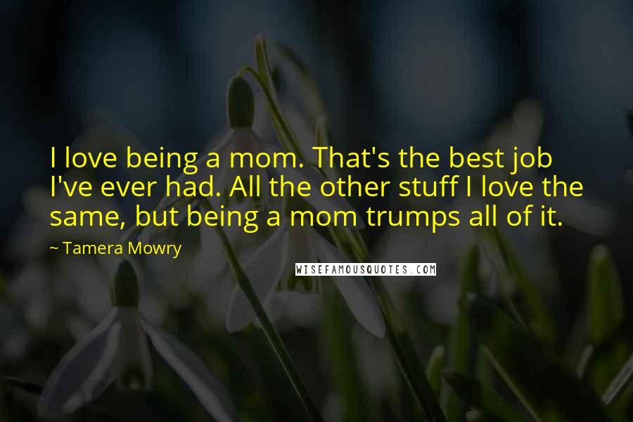 Tamera Mowry Quotes: I love being a mom. That's the best job I've ever had. All the other stuff I love the same, but being a mom trumps all of it.