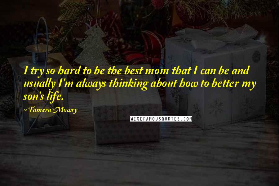 Tamera Mowry Quotes: I try so hard to be the best mom that I can be and usually I'm always thinking about how to better my son's life.