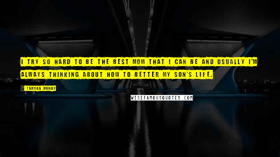 Tamera Mowry Quotes: I try so hard to be the best mom that I can be and usually I'm always thinking about how to better my son's life.