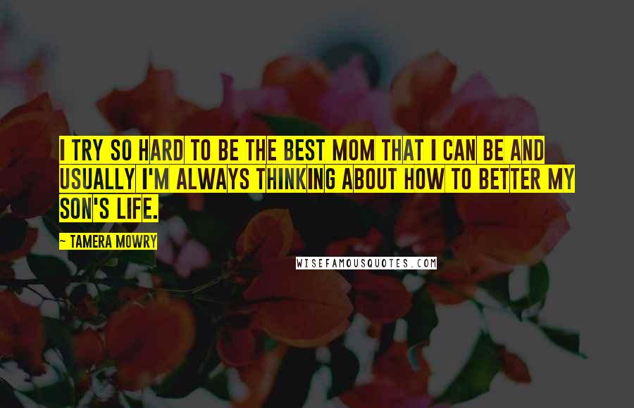 Tamera Mowry Quotes: I try so hard to be the best mom that I can be and usually I'm always thinking about how to better my son's life.