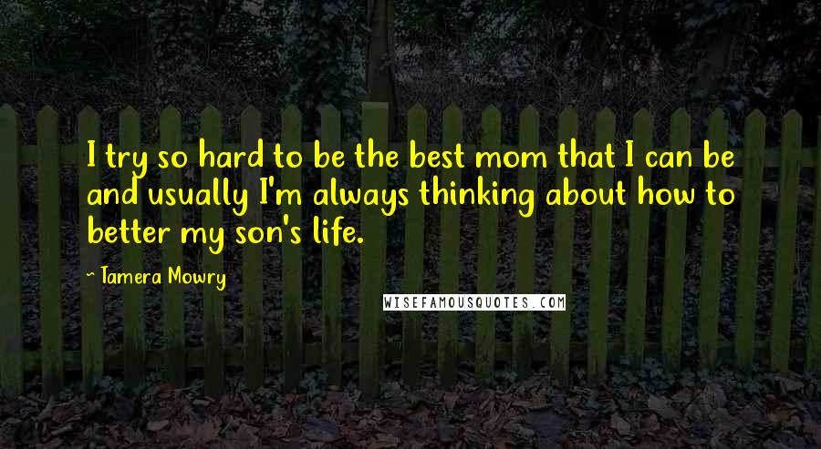 Tamera Mowry Quotes: I try so hard to be the best mom that I can be and usually I'm always thinking about how to better my son's life.