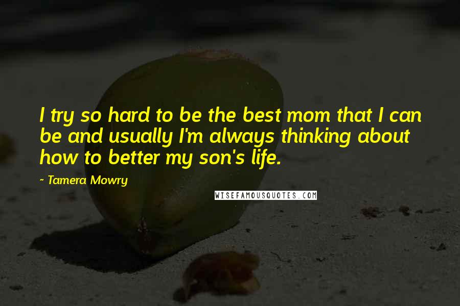 Tamera Mowry Quotes: I try so hard to be the best mom that I can be and usually I'm always thinking about how to better my son's life.