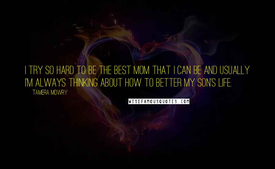 Tamera Mowry Quotes: I try so hard to be the best mom that I can be and usually I'm always thinking about how to better my son's life.