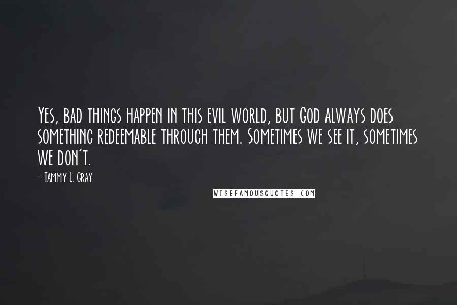 Tammy L. Gray Quotes: Yes, bad things happen in this evil world, but God always does something redeemable through them. Sometimes we see it, sometimes we don't.