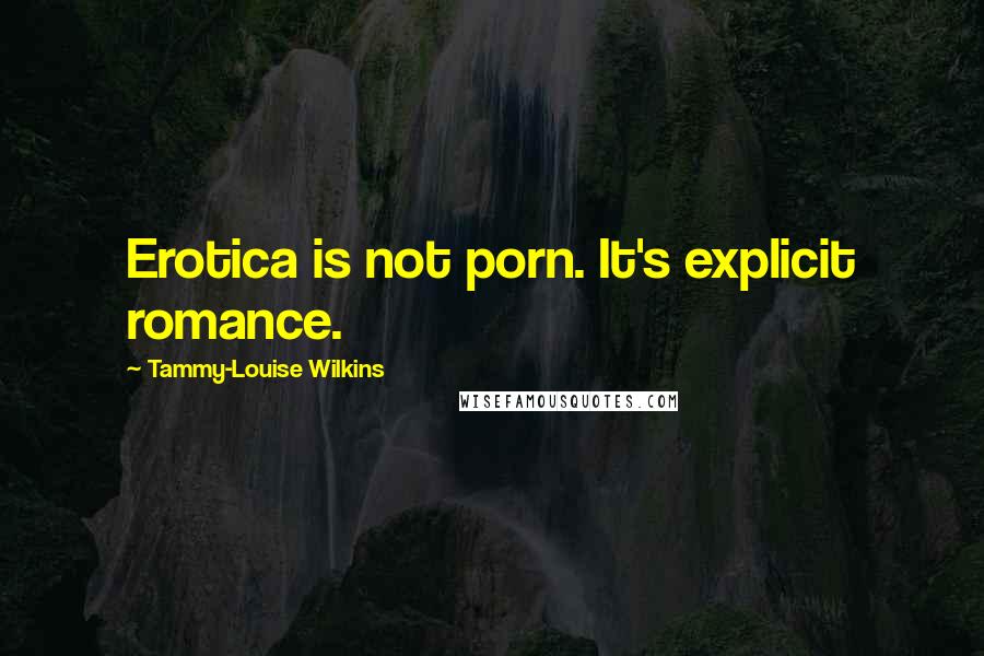 Tammy-Louise Wilkins Quotes: Erotica is not porn. It's explicit romance.